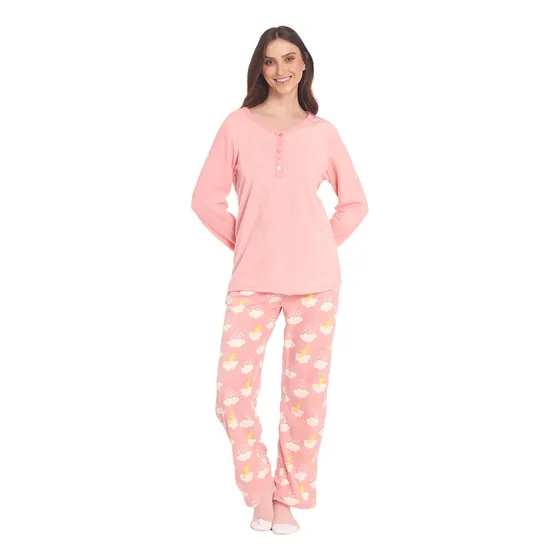 Pijama Para Mujer, Cuello V, Incluye Calcetas, Invierno 2024