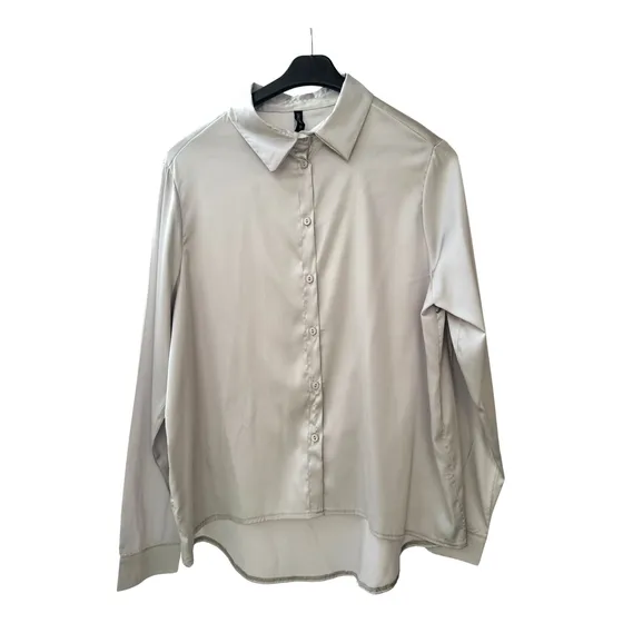 Camisa De Satén Amplia Clásica Mujer Mangas Largas 
