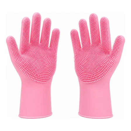 Luva Banho Pet Silicone Remove Pelos Cachorro Macia Rosa