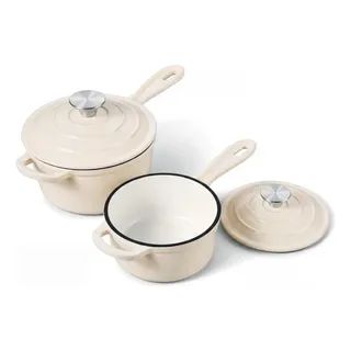 Onader Conjunto De Panelas Onader Ferro Esmaltado 1 E 2 Qt Creme