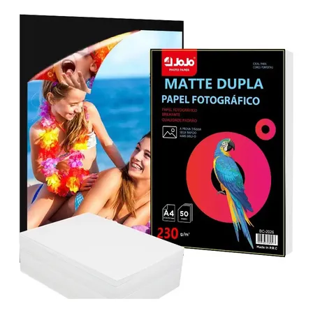 100 Folhas Papel Foto Matte Dupla Face 230g A4 Fosco Oferta Branco