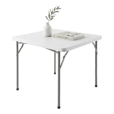Mesa Cuadrada Plegable Exterior Jardín Plástico Color Blanco Cuory