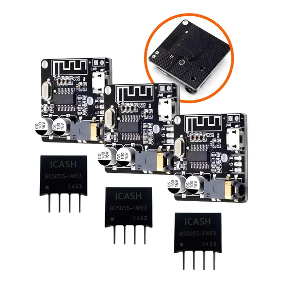 3 Mini Placa Receptor Bluetooth 5.0 + 3 Isolador B0505s - 1w