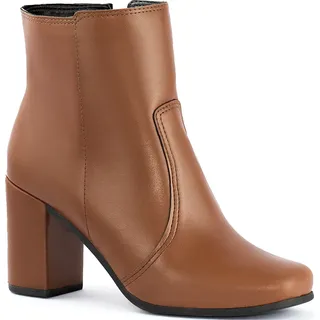 Bota Cano Curto Salto Alto Grosso Bico Quadrado Confortável