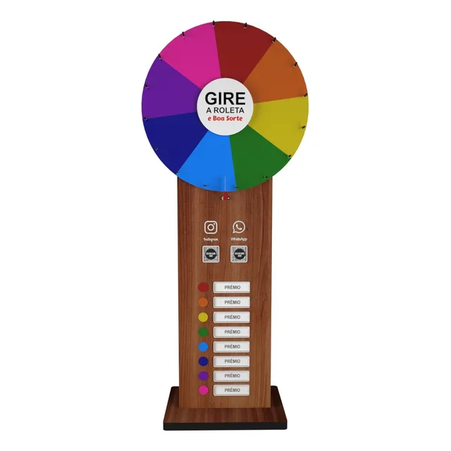 Roleta De Prêmios Brindes Qr Code Com Suporte Disco 60cm Mdf