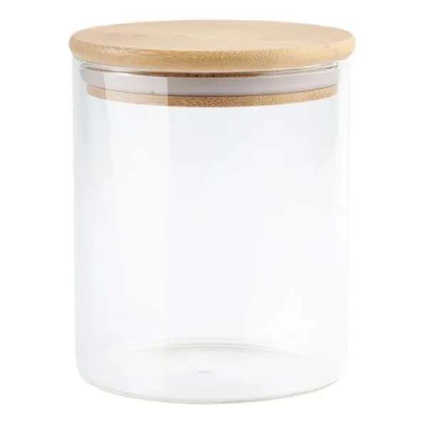 Tarro Frasco De Vidrio Con Tapa De Bambú Hermética 300ml 
