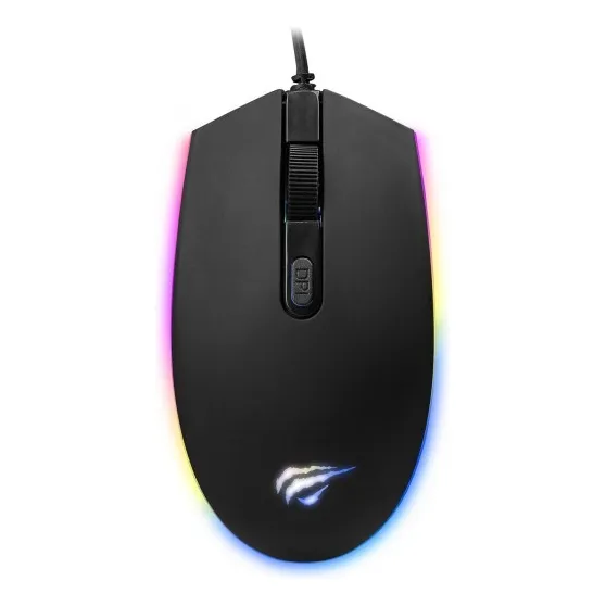 Mouse Con Cable Havitms1003 Gamer Con Luces Rgb Y Config Dpi Color Negro