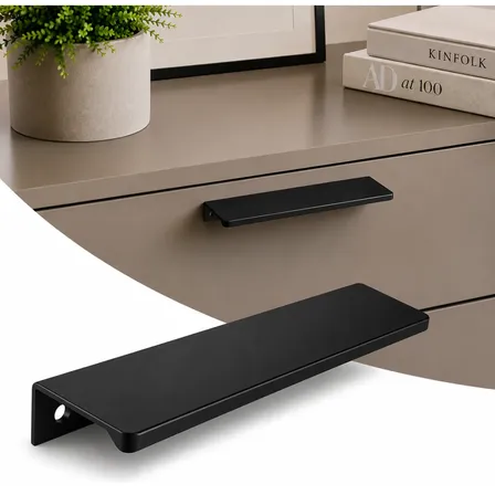 Kit 25 Perfil Puxador Slim Alumínio Para Móveis 14cm Preto Preto