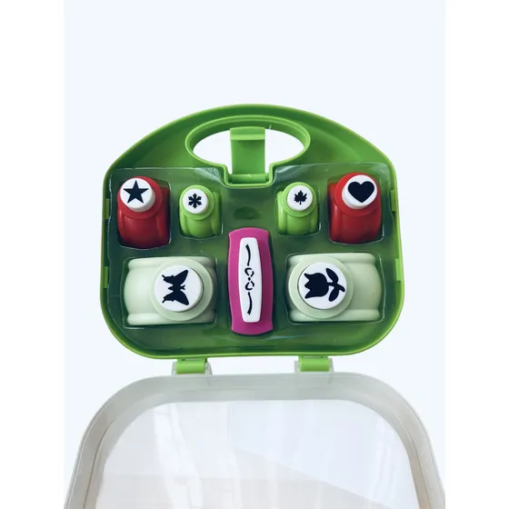 Set 7 Troqueles Mini Perforadores Formas Y Borde Con Maletin