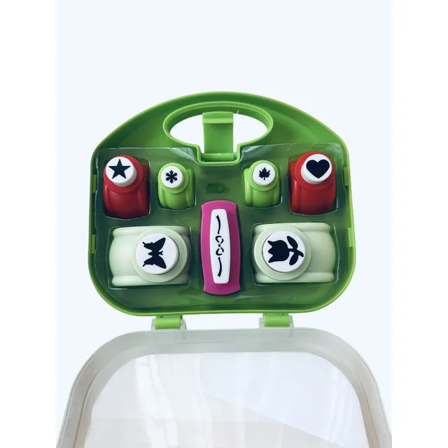 Set 7 Troqueles Mini Perforadores Formas Y Borde Con Maletin