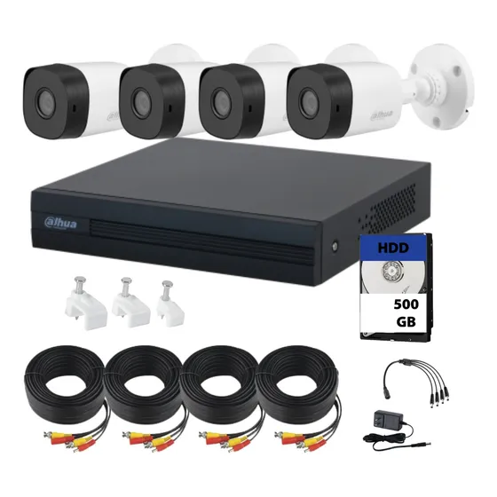 Cámaras Seguridad Dahua 4ch 500gb Kitdh2m4bp500 Video Vigilancia con resolución 2MP visión nocturna incluida color blanco