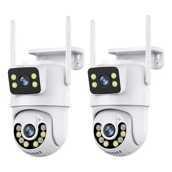 Kit 2 Camera Segurança A29 Yoosee Prova D'agua Lente Dupla Cor Branco
