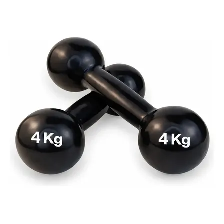 Halter Emborrachado Peso 4 Kg Academia Fisioterapia Unidade Preto