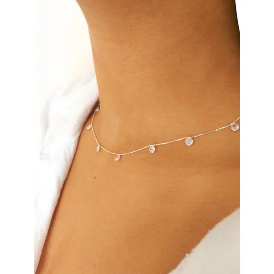 Gargantilha colar Feminino Choker Zirconia Branca Prata 925 cor prateado Refino Pratas