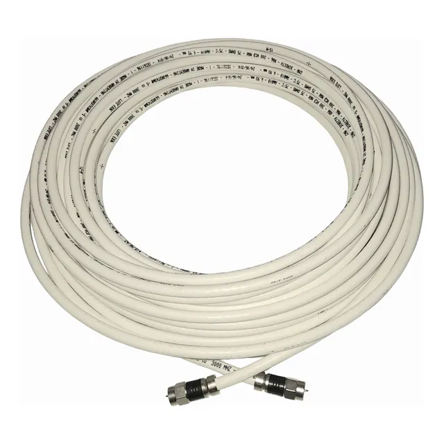 5 Metros De Cable Coaxil Rg-6 Blanco Armado Conectores Prensados