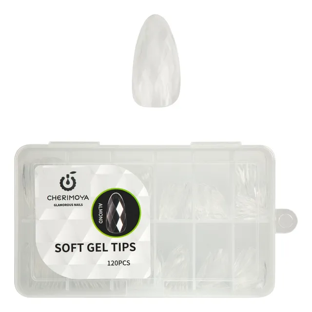 Soft Gel Tips Para Uñas Diamante3d Almendra 120pcs Cherimoya
