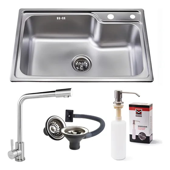 Pileta Cocina T6845 Starken + Monocomando L + Dosificador 
