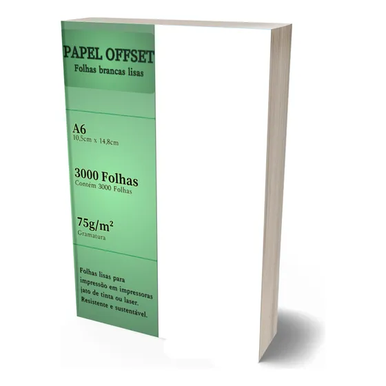 Papel Offset A6 Branco 3000 Folhas 75g Bestgraph