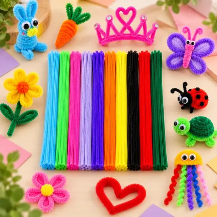 50 Haste Chenille Colorida 30cm Arame Limpador Cachimbo
