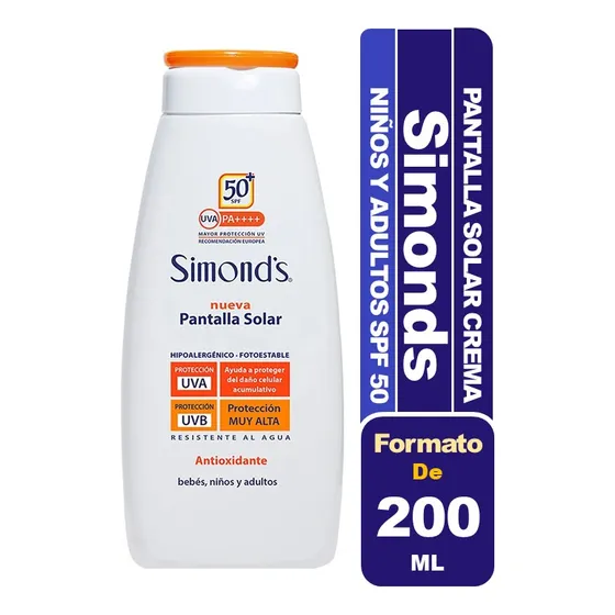 Simond's Pantalla Solar Spf50 Crema Bebe Niños Adultos 200ml