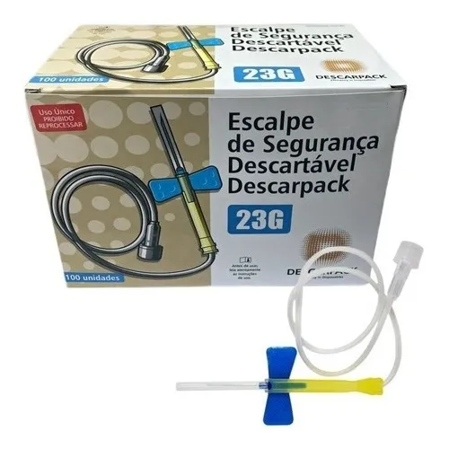 Escalpe 23g Azul Scalp Para Coleta De Sangue Com 100un