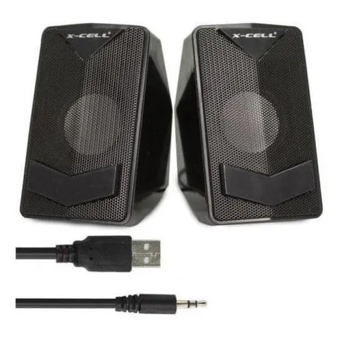 Conjunto 2 Caixas De Som Pc Usb P2 Preto Multimidia Boyu Cell
