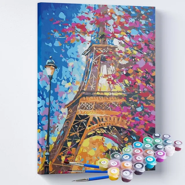 Kit Pintura Numerada -  A Torre Eiffel E As Flores