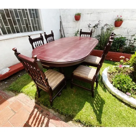 Comedor Antiguo En Roble Macizo Con Chifonier (como Nuevo)
