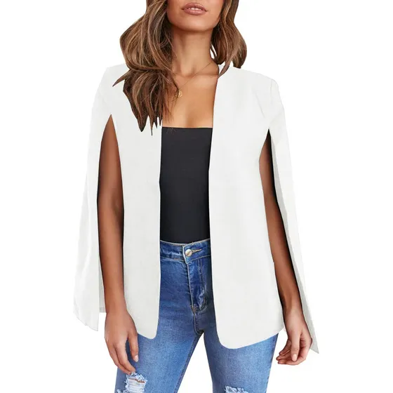 Chamarras Blazer Tipo Capa Para Mujer, Mangas Con Abertu [u]