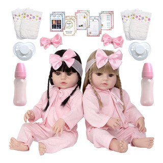 Bonecas Bebe Reborn Gemêas Menina Corpo Silicone Pode Banho Bonecas Bebe Reborn Gemêas Menina Corpo Silicone Pode Banho
