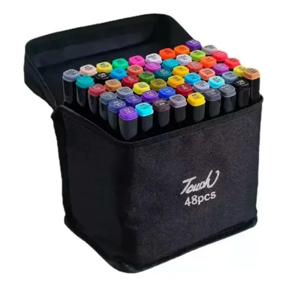 Conjunto 48 Canetinhas Cores Touch Ponta Dupla Permanente