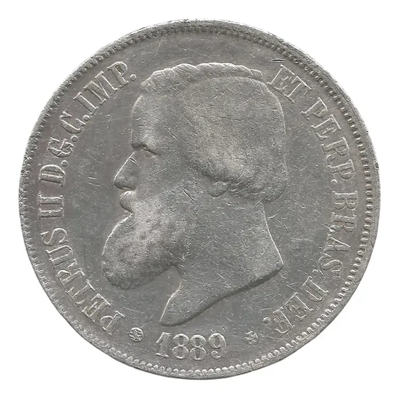Moeda Prata Brasil Império 2000 Réis 1889 Dom Pedro #30