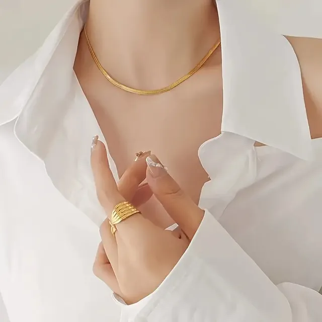 Collar Choker  De Espiga De Acero Inoxidable Chapado En Oro