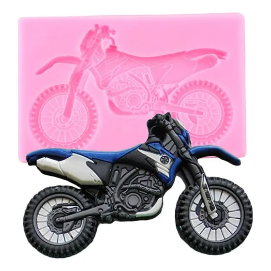 Molde Silicona Moto Motocross Grande 8x5.5 Cm Fondant Tortas