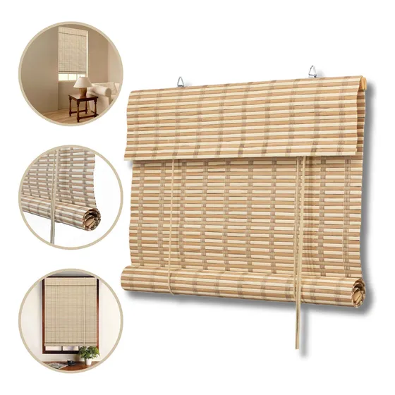 Cortina Rolo Bambu Persiana Janela Evolux 100x220cm Cor Maple