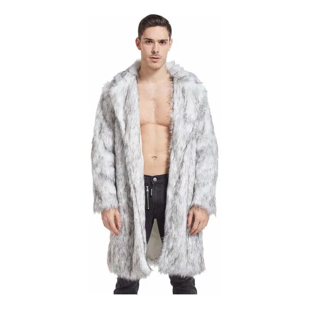 Chaqueta Abrigo Sintetica Esponjosa Para Hombre Largo