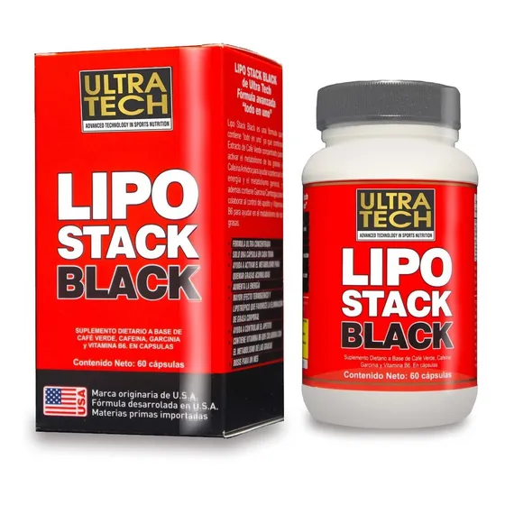 Lipo Stack Black Ultra Tech X 60 Cápsulas Quemador De Grasas Lipotrópico Termogénico Sabor Sin sabor
