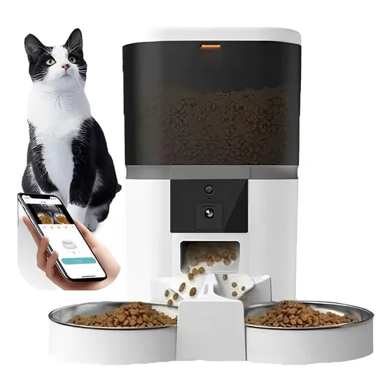 Alimentador Ração Duplo Cachorro Automático Gato Comedouro Cor Branco 127/220V