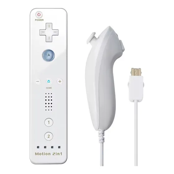 Kit Controle Remoto Compatível Com Jogo Wii +nunchuck Branco