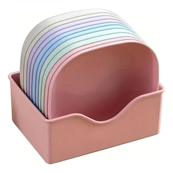 Juego De Platos Cuadrados Con Soporte Organizador Random Color Mixing