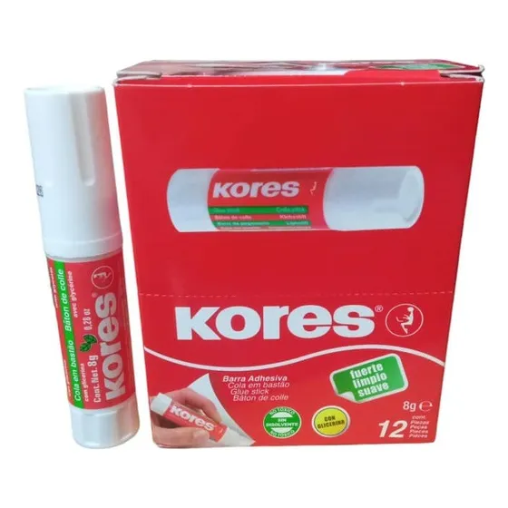 Pega En Barra Adhesiva Blanca 8 Grs Marca Kores (caja X 12)