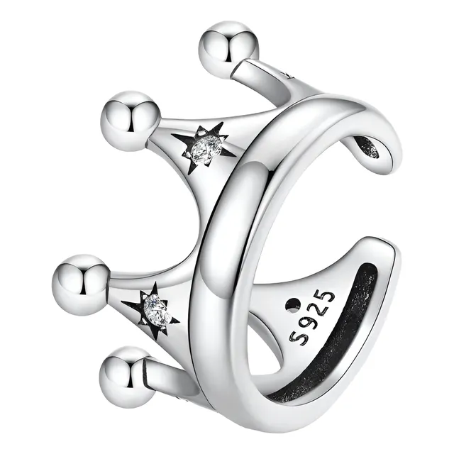 Arete Ear Cuffs Diseño De Corona En Plata 925 Mujer