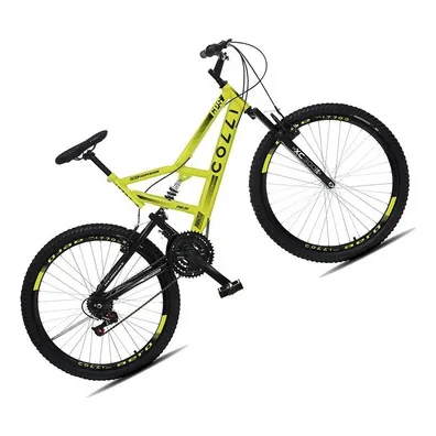 Bicicleta Colli Gps 148 Aro 26 21 Marchas Dupla Suspensao Cor Amarelo Tamanho do quadro 18