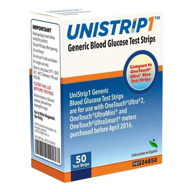 Tiras Para Glucometro Unistrip X 50 Para One Touch Universal