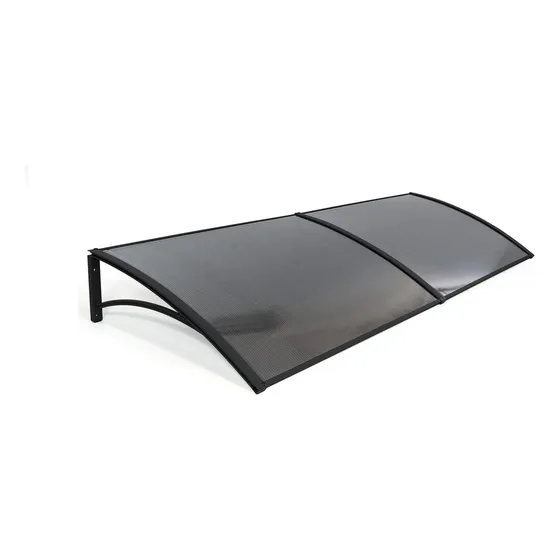 Toldo Policarbonato 150cm x 50cm Modular Completo Para Portas e Janelas Preto Fumê Lufiara