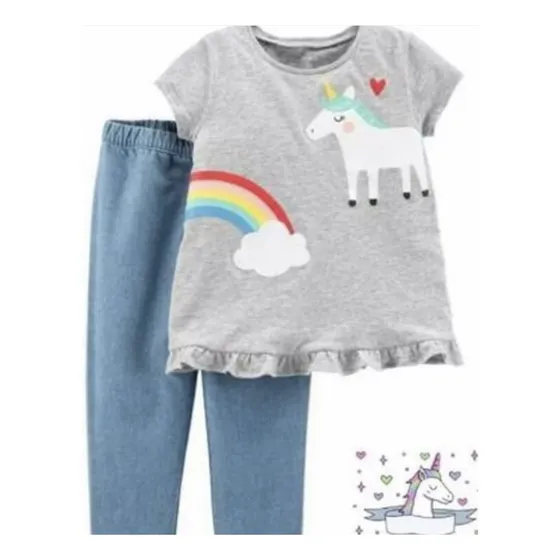 Conjunto Bebé Niña Leggins Y Buso  Gris Claro. Carters. T 9m