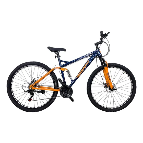 Bicicleta De Montaña Spider Doble Suspensión R29 21v Color Azul Tamaño Del Cuadro M