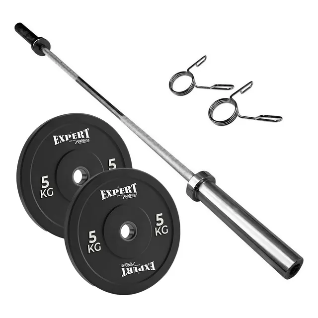 Barra Olímpica Maciza 1.50m +10kg Discos Pesas Expert El Rey