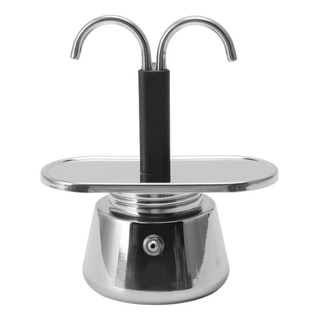 Cafetera Mocha Para 2 Tazas, 100 Ml, Doble Cabezal, Acero In Cafetera Mocha Para 2 Tazas, 100 Ml, Doble Cabezal, Acero In