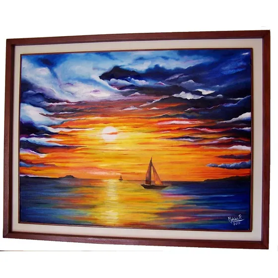 Cuadro Pintura Óleo Impresionista Con Marco